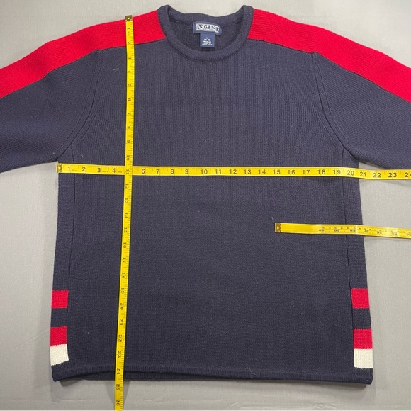 VINTAGE Lands' End 100% Wool Colorblock Crewneck Sweater - Large - Picture 11 of 12